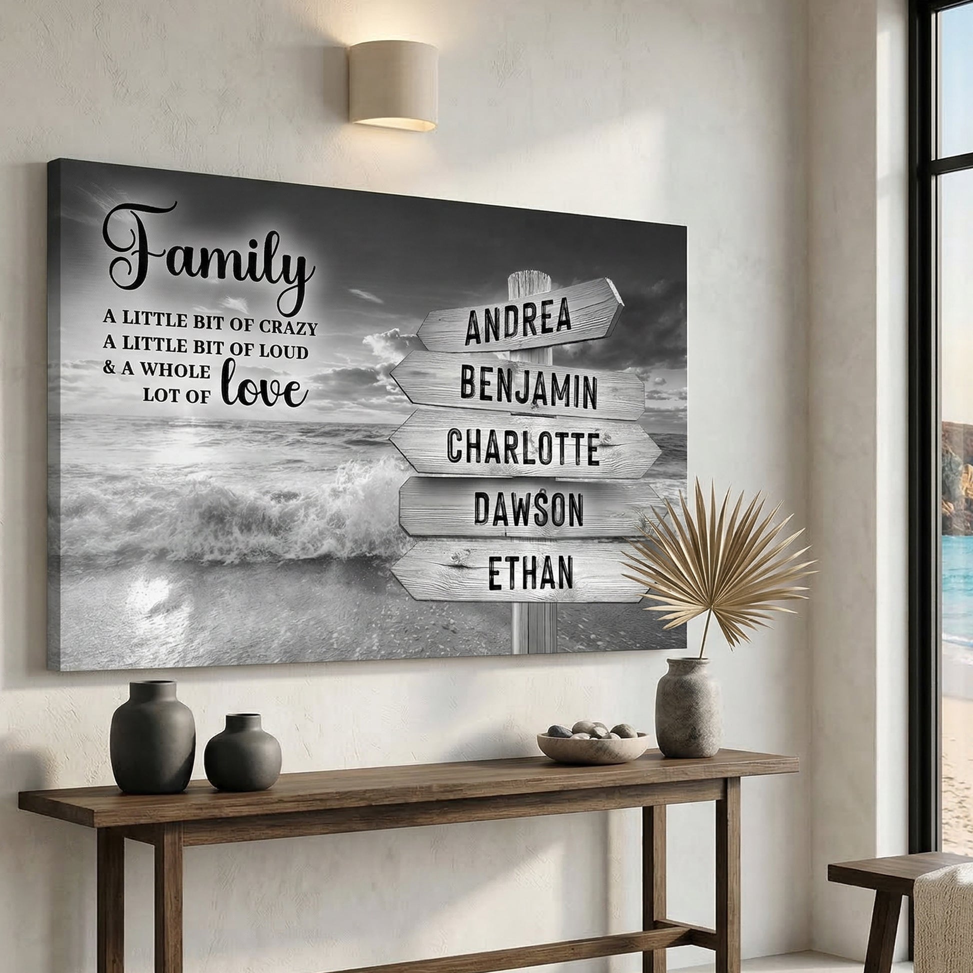 Family Whole Lot Of Love Grey Ocean Sunset Wall Sign