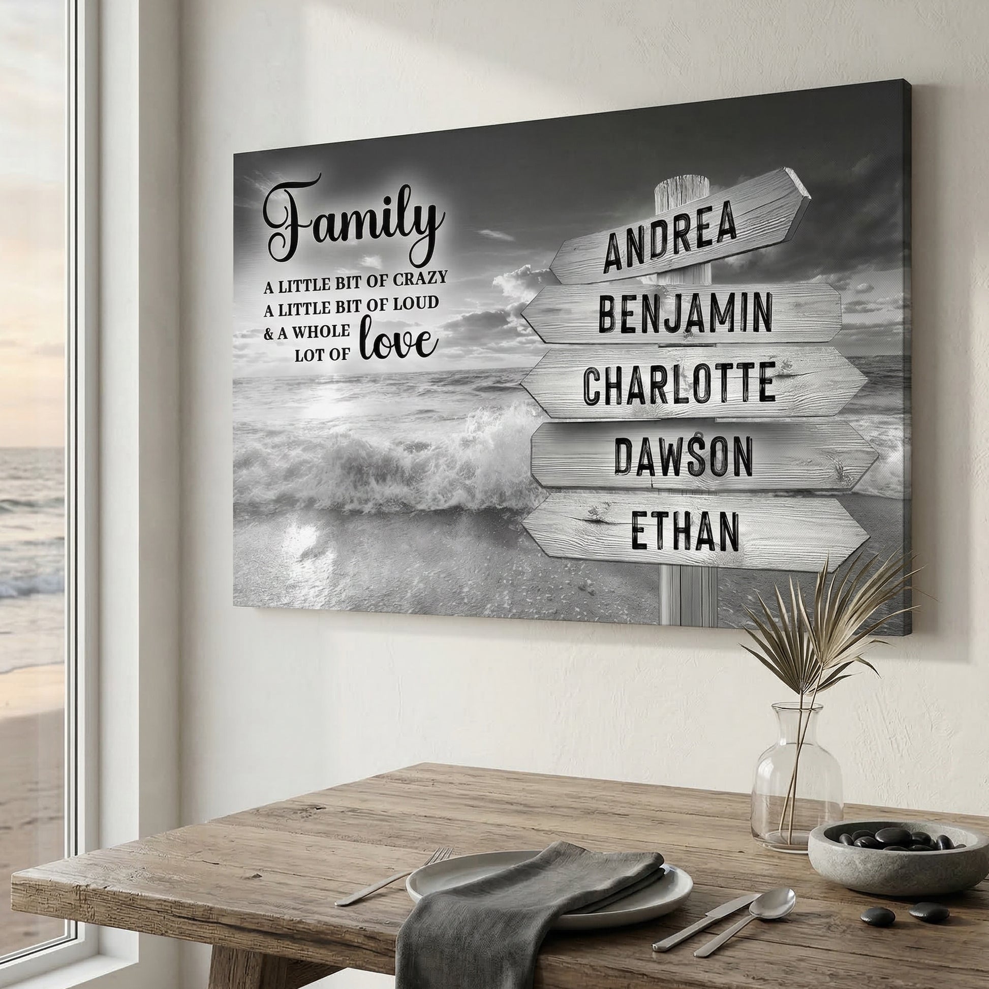 Family Whole Lot Of Love Grey Ocean Sunset Wall Sign