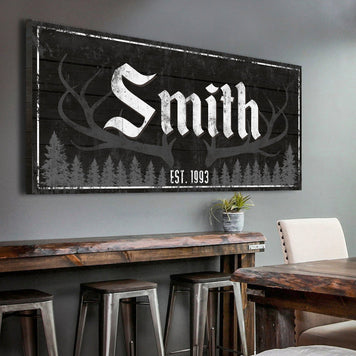 Rustic Family Antler Sign III