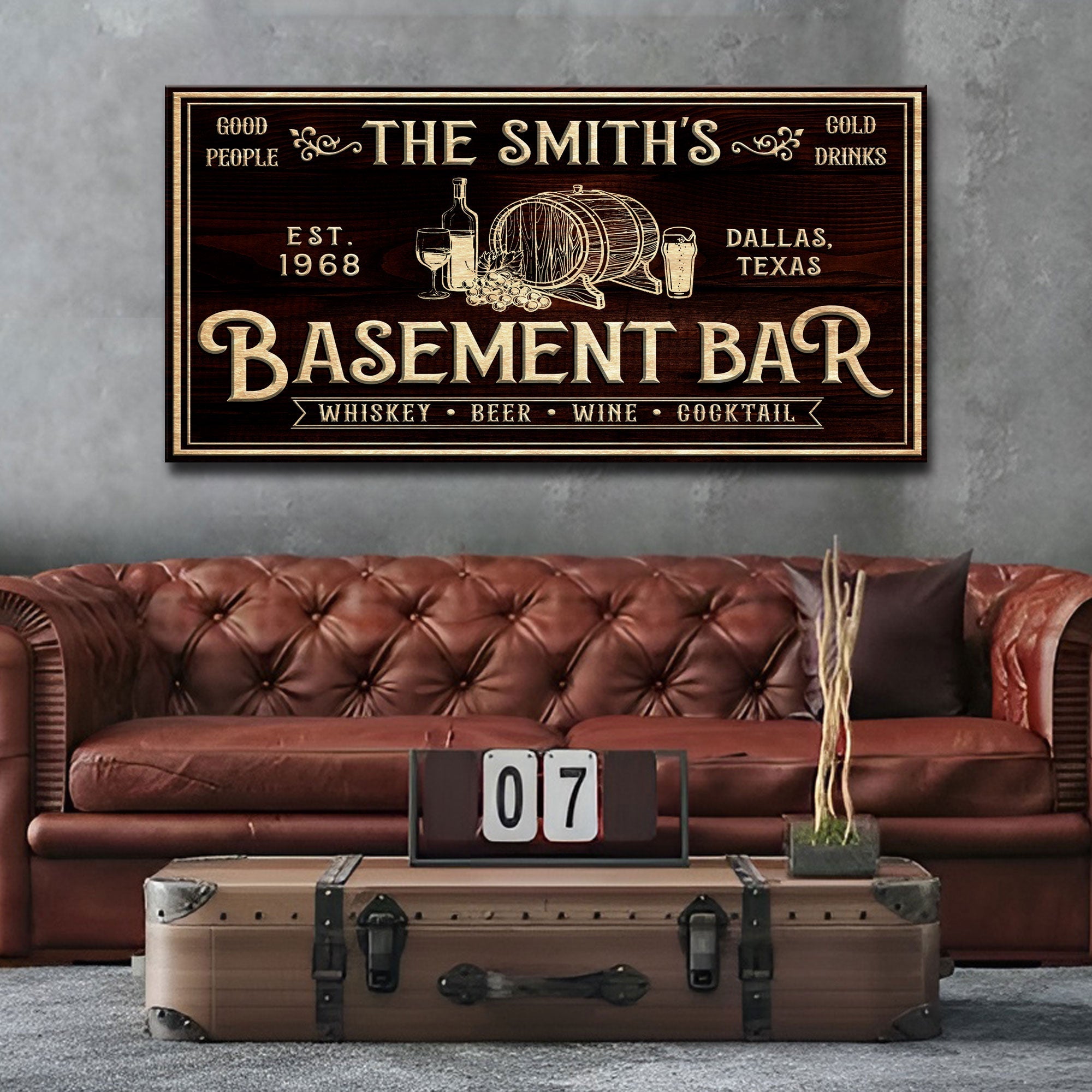Basement Sign Side View Personalized basement bar signs, Custom basement bar sign with name ...