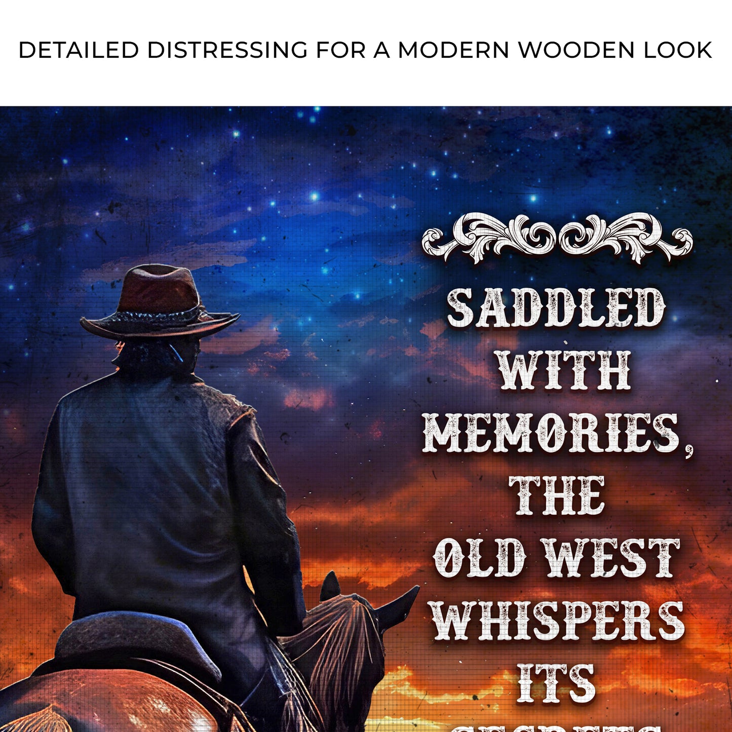 Saddled With Memories The Old West Sign Zoom - Image by Tailored Canvases