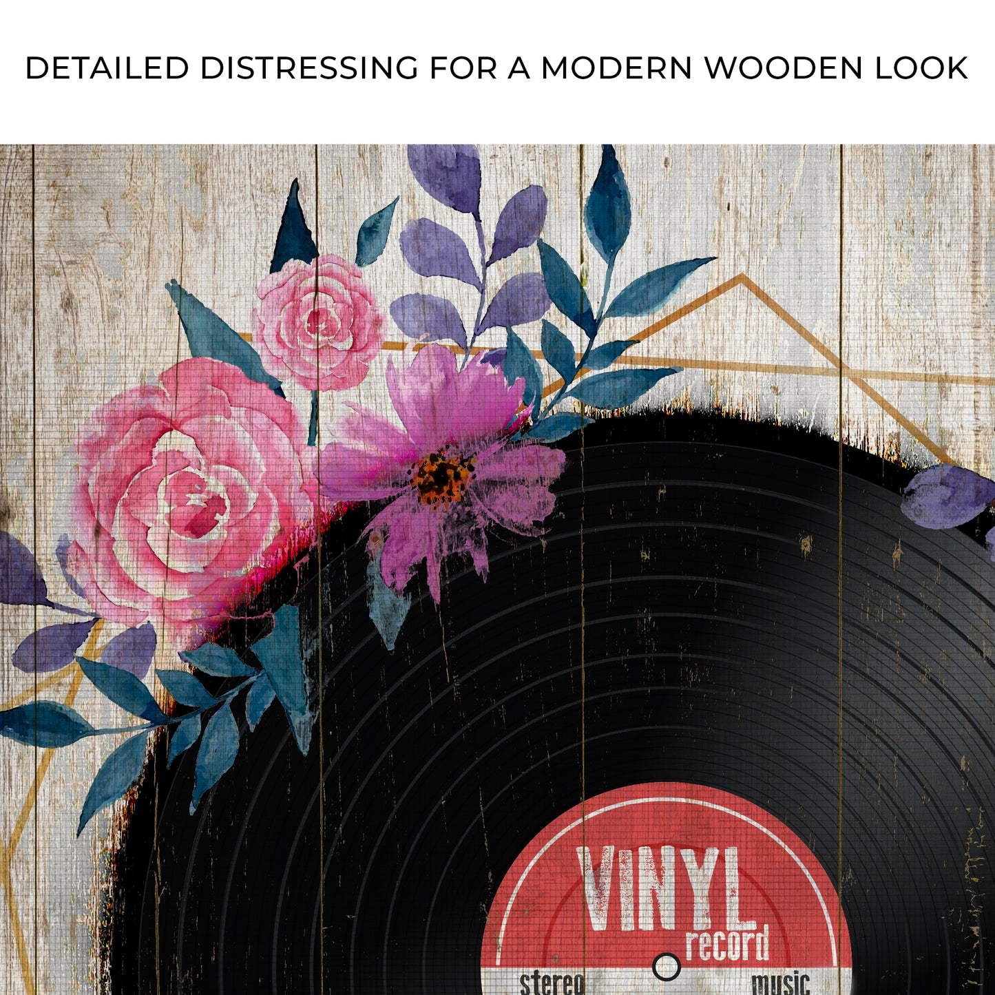 Music Equipment Vinyl Records Rustic Canvas Wall Art Zoom - Image by Tailored Canvases