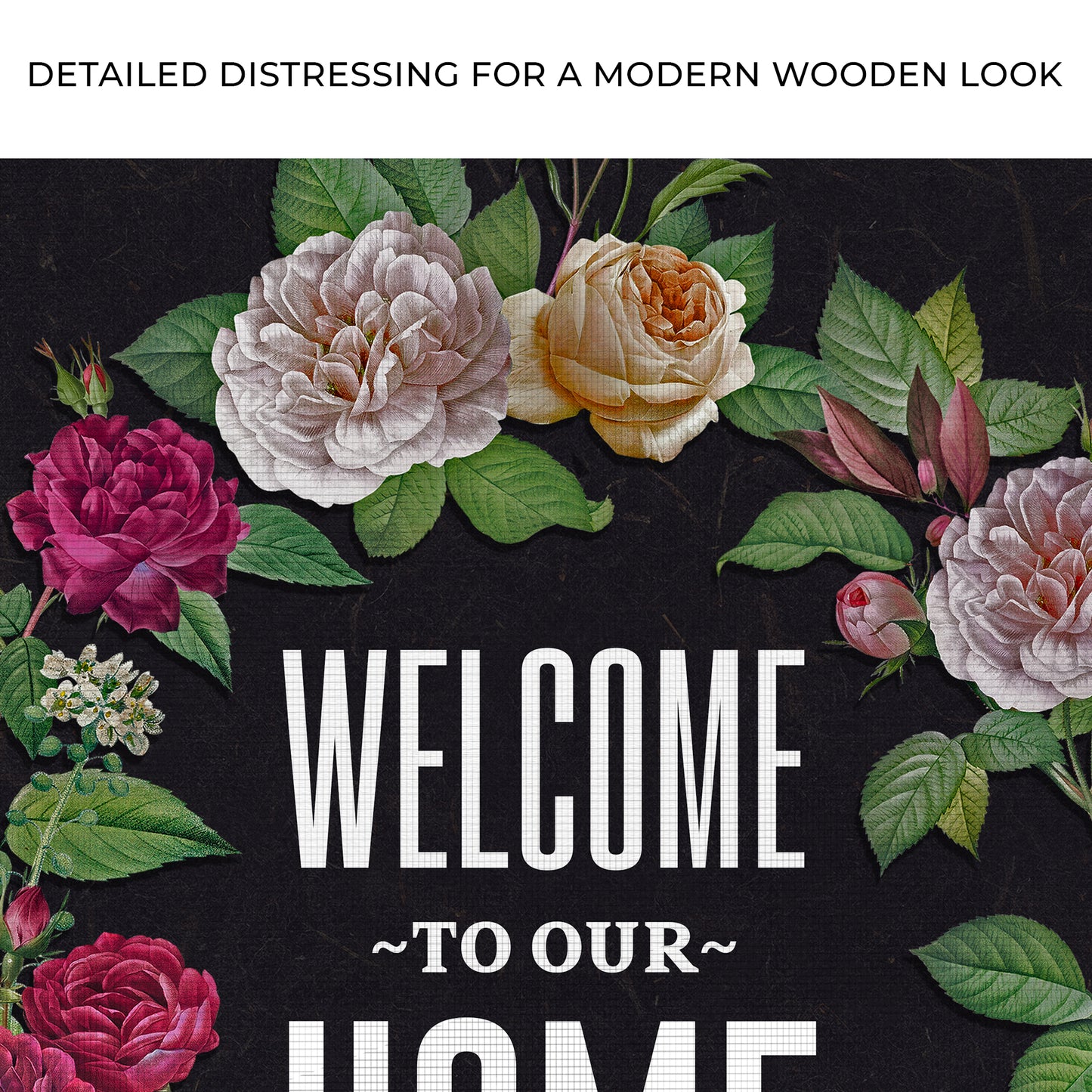 Welcome To Our Home Floral Entryway Sign Zoom - Image by Tailored Canvases