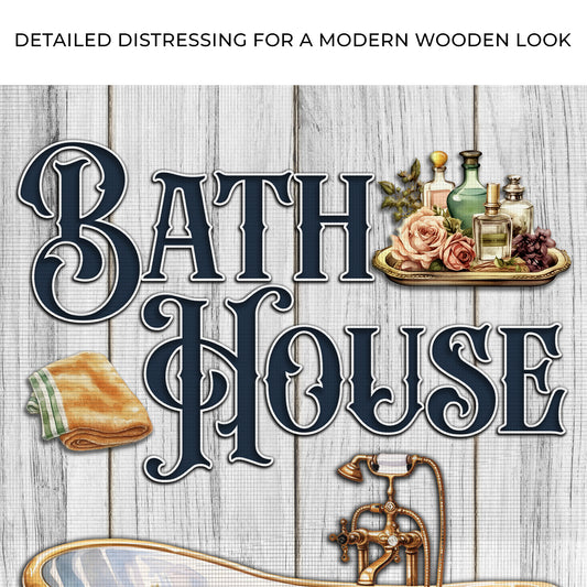 Relax Soak Unwind Bath House Sign Zoom - Image by Tailored Canvases