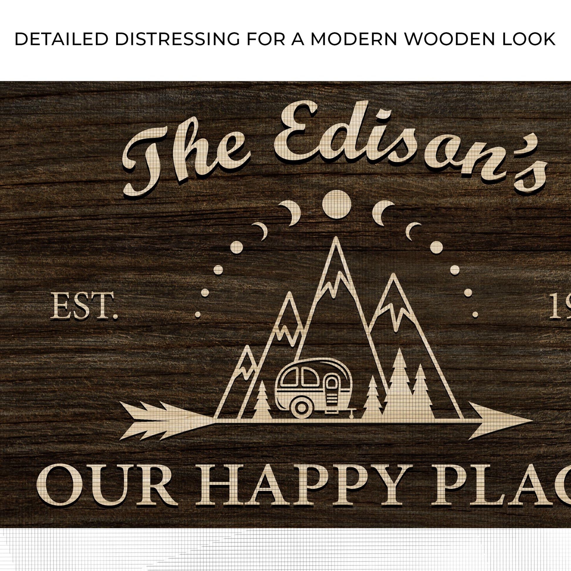 Our Happy Place Trailer Sign Zoom - Image by Tailored Canvases