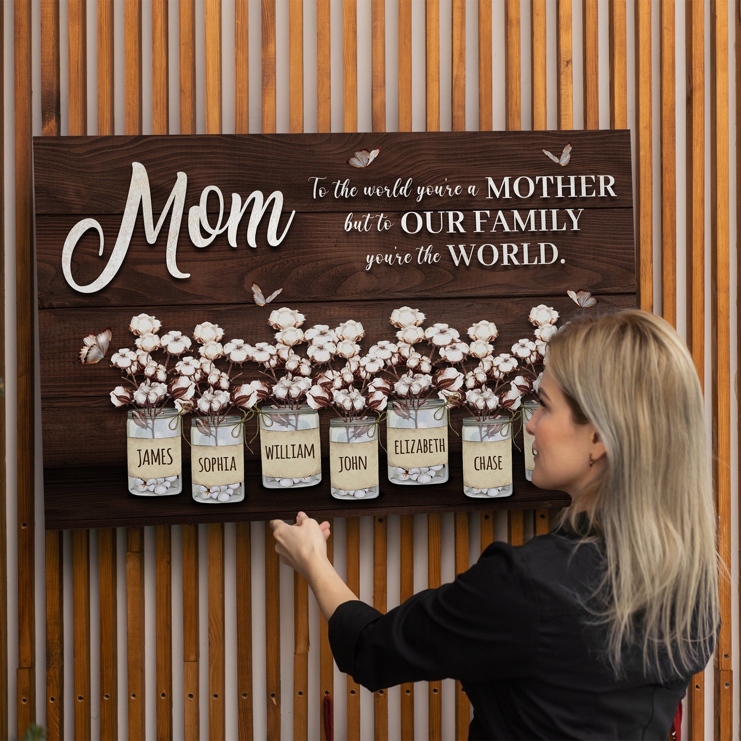 Mother's Day Sign To Our Family You Are The World II