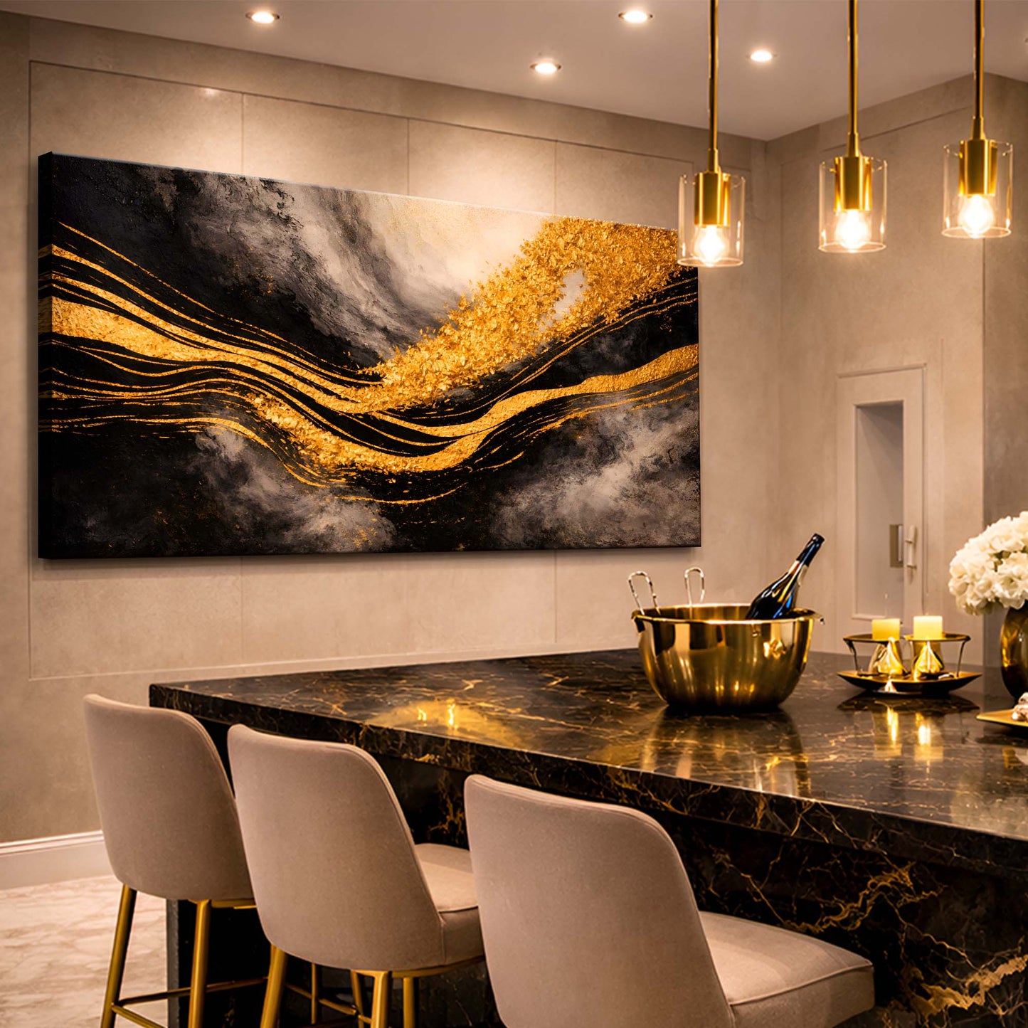 Black And Gold Gilded Currents
