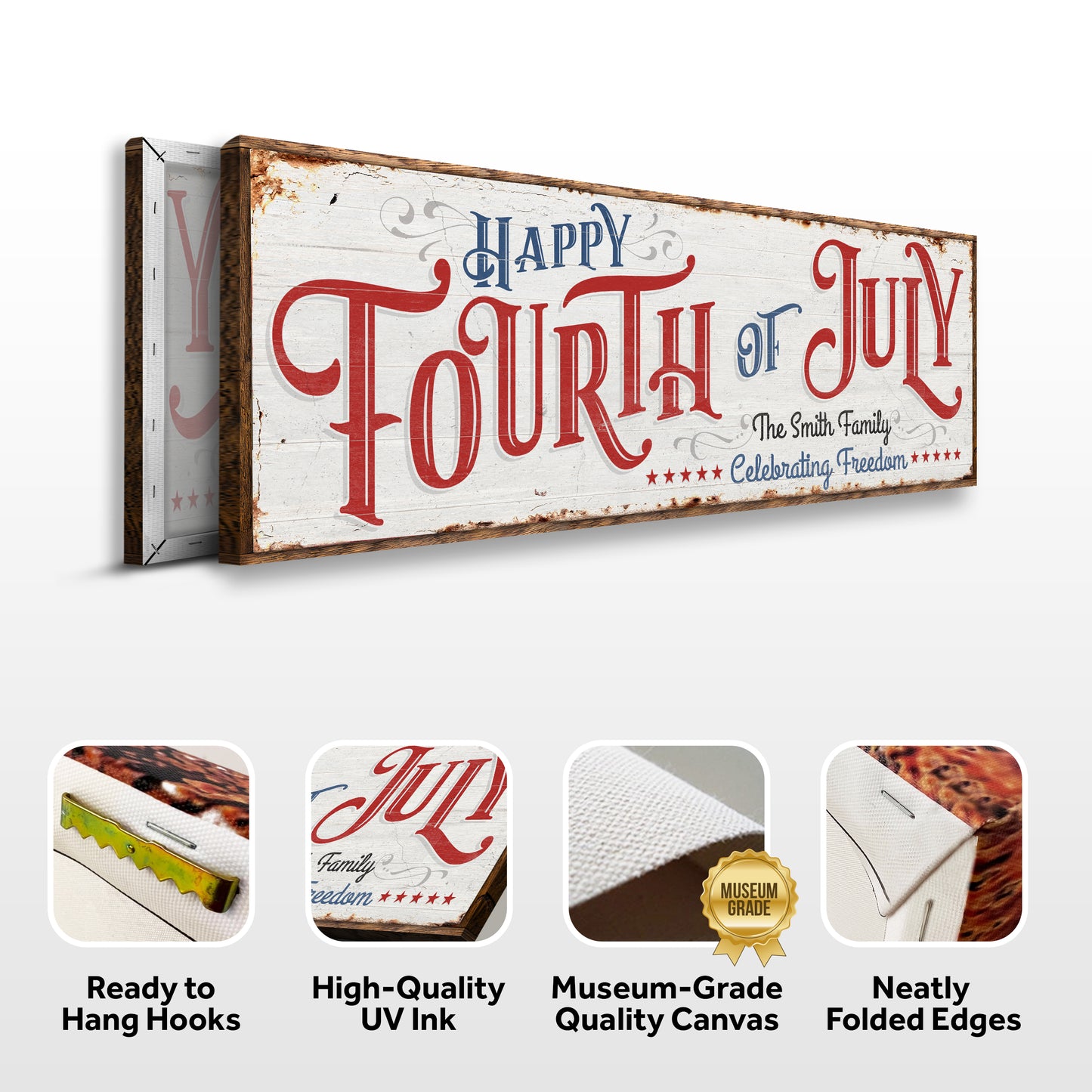 Happy 4th of July Personalized Sign Specs - Image by Tailored Canvases