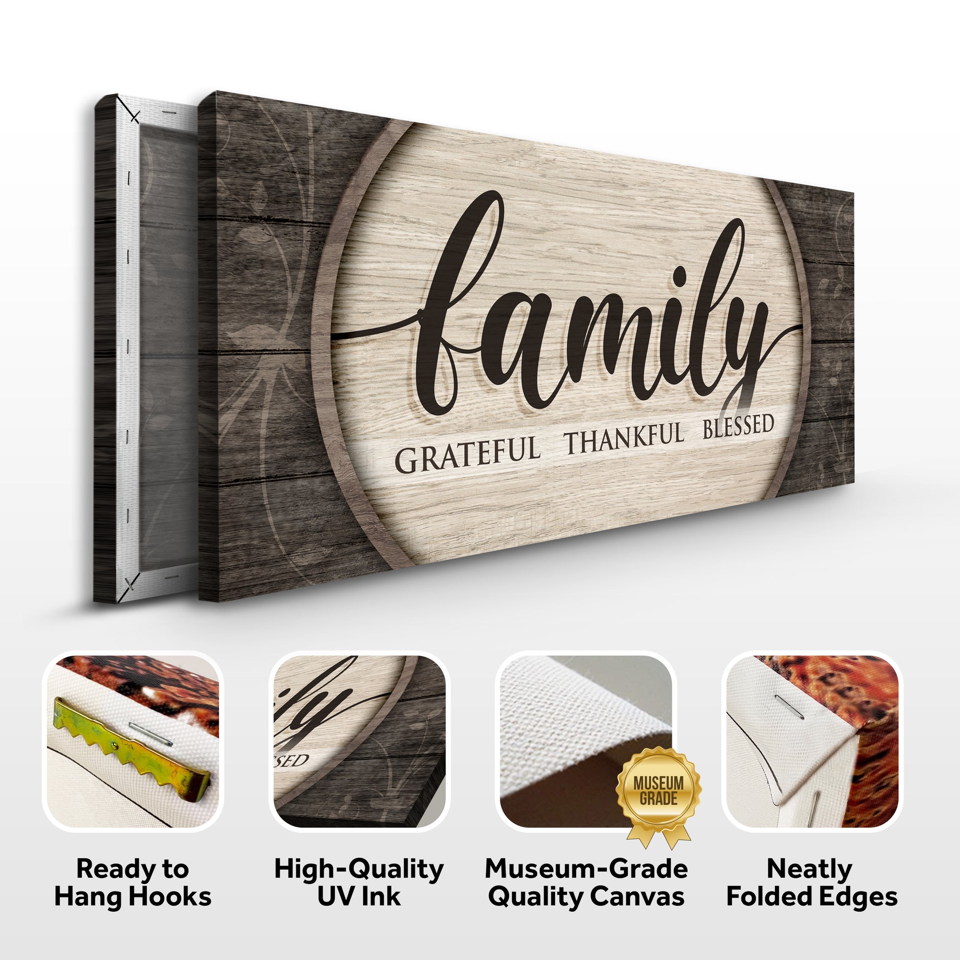 Grateful Thankful Blessed Family Sign - Image by Tailored Canvases