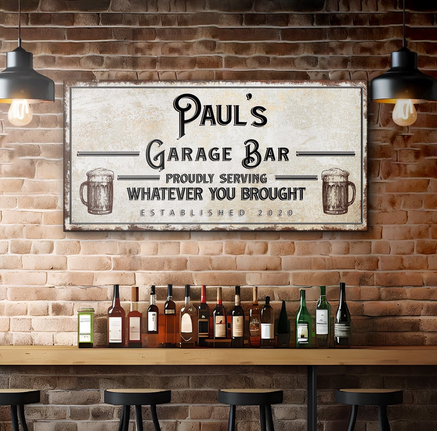 Personalized Rustic Garage Sign for Home Bar: Enhance Your Man Cave Wall Decor with Personalized Basement Bar Sign