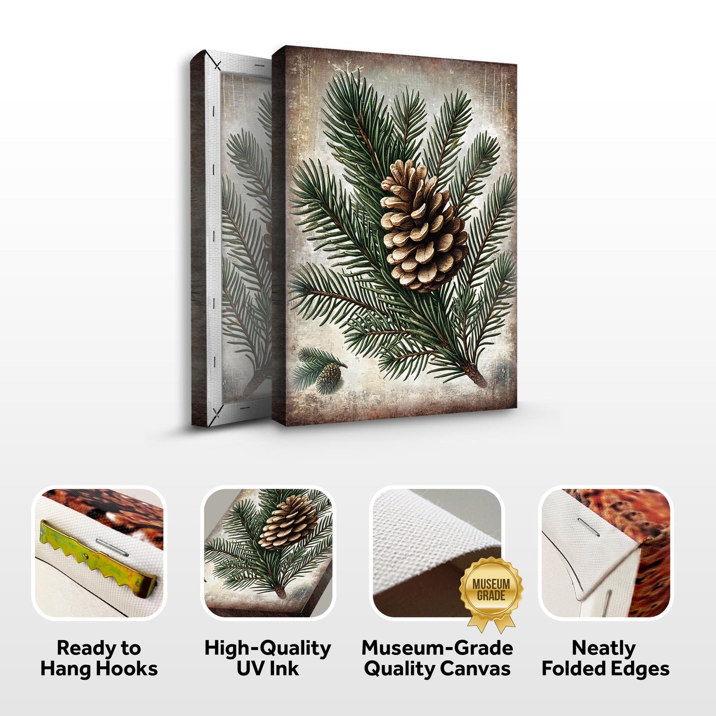 Vintage Winter Pine Cone Christmas Wall Art