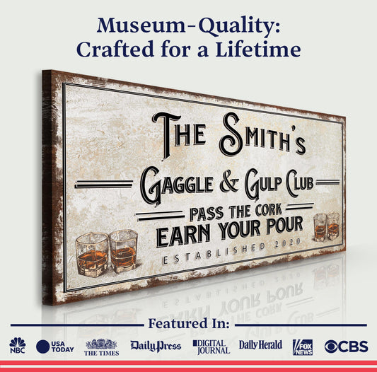 Gaggle & Gulp Club Sign Specs - Image by Tailored Canvases