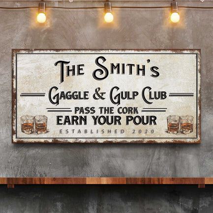 Gaggle & Gulp Club Sign  - Image by Tailored Canvases