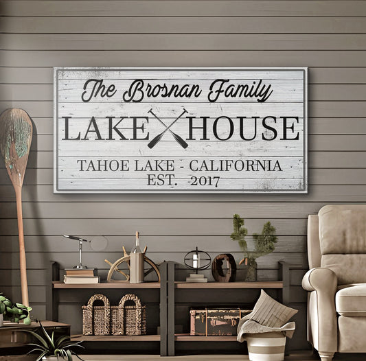 Family Lake House Paddle Sign