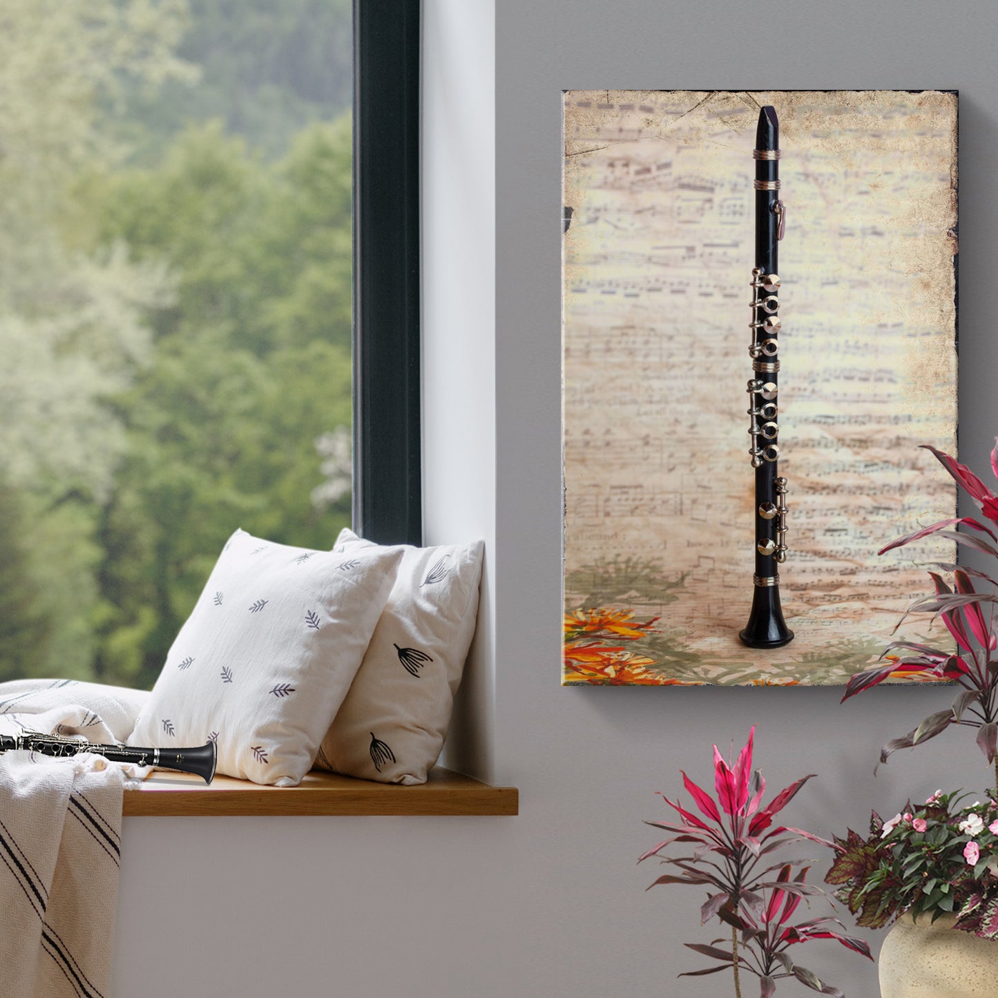 Clarinet  Rustic Canvas Wall Art Style 1 - Image by Tailored Canvases