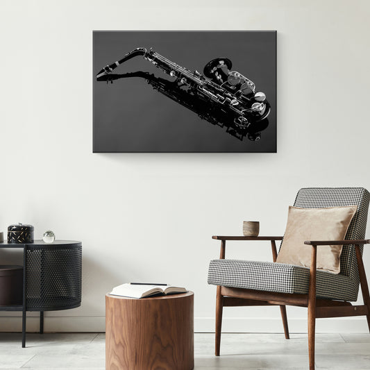 Saxophone Monochrome Canvas Wall Art Style 2 - Image by Tailored Canvases