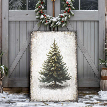 Vintage Pine Tree Christmas Wall Art