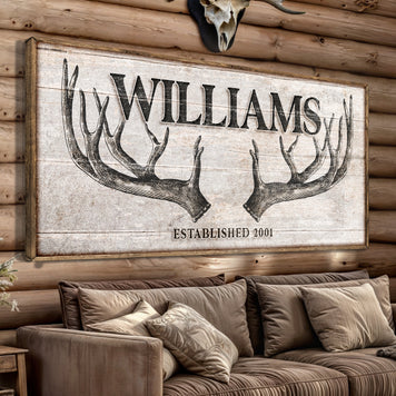 Personalized Family Antler Sign IV