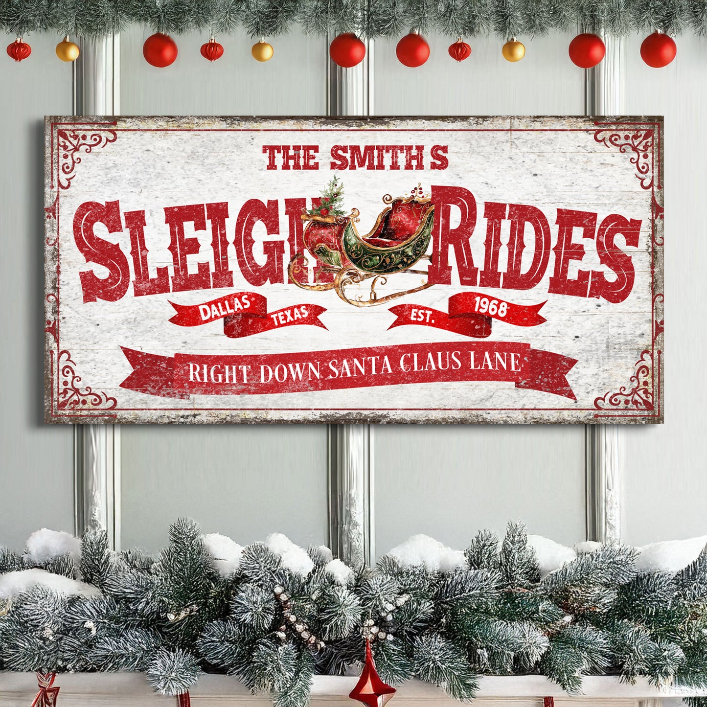 Sleigh Rides Christmas Sign IV | Image by Tailored Canvases