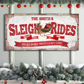 Sleigh Rides Christmas Sign IV