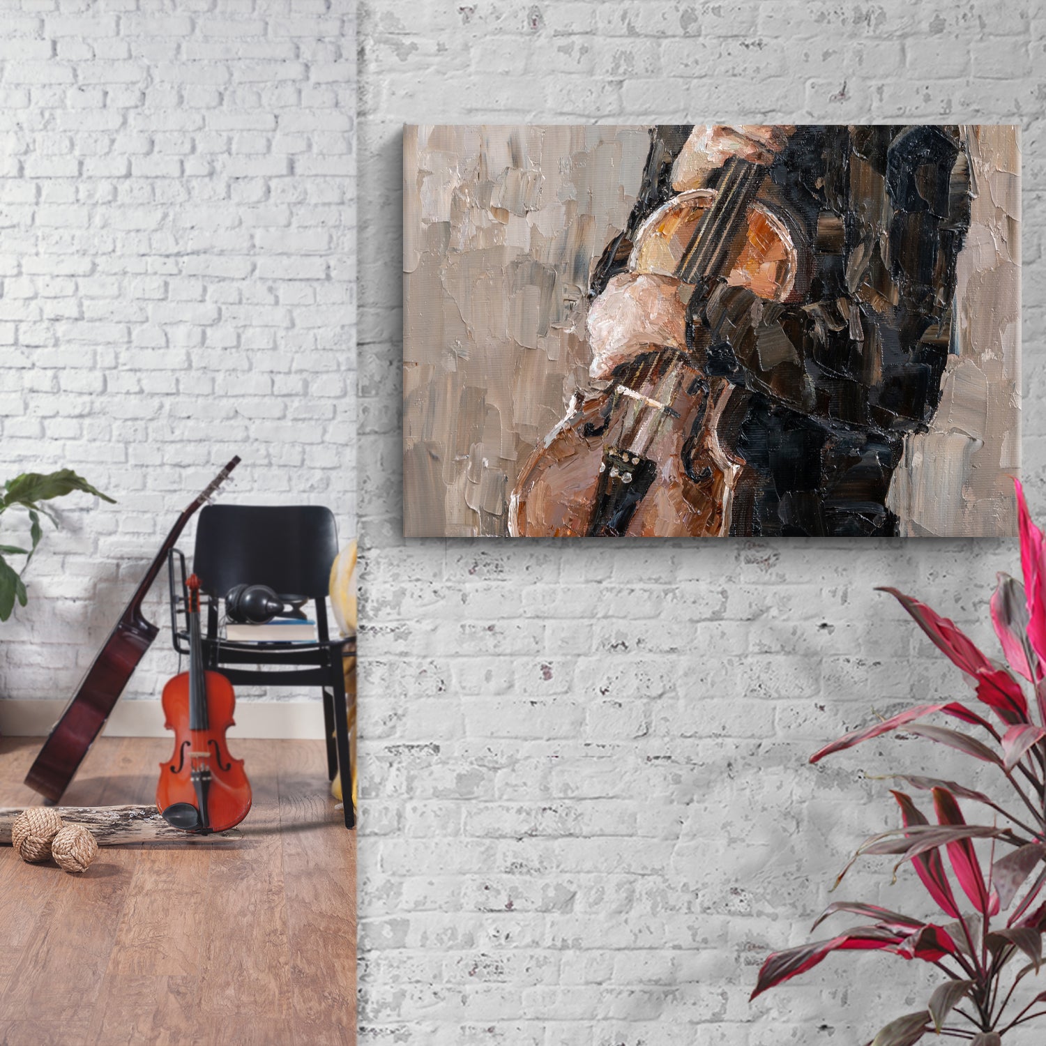 Violin Rustic Canvas Wall Art Style 2 - Image by Tailored Canvases