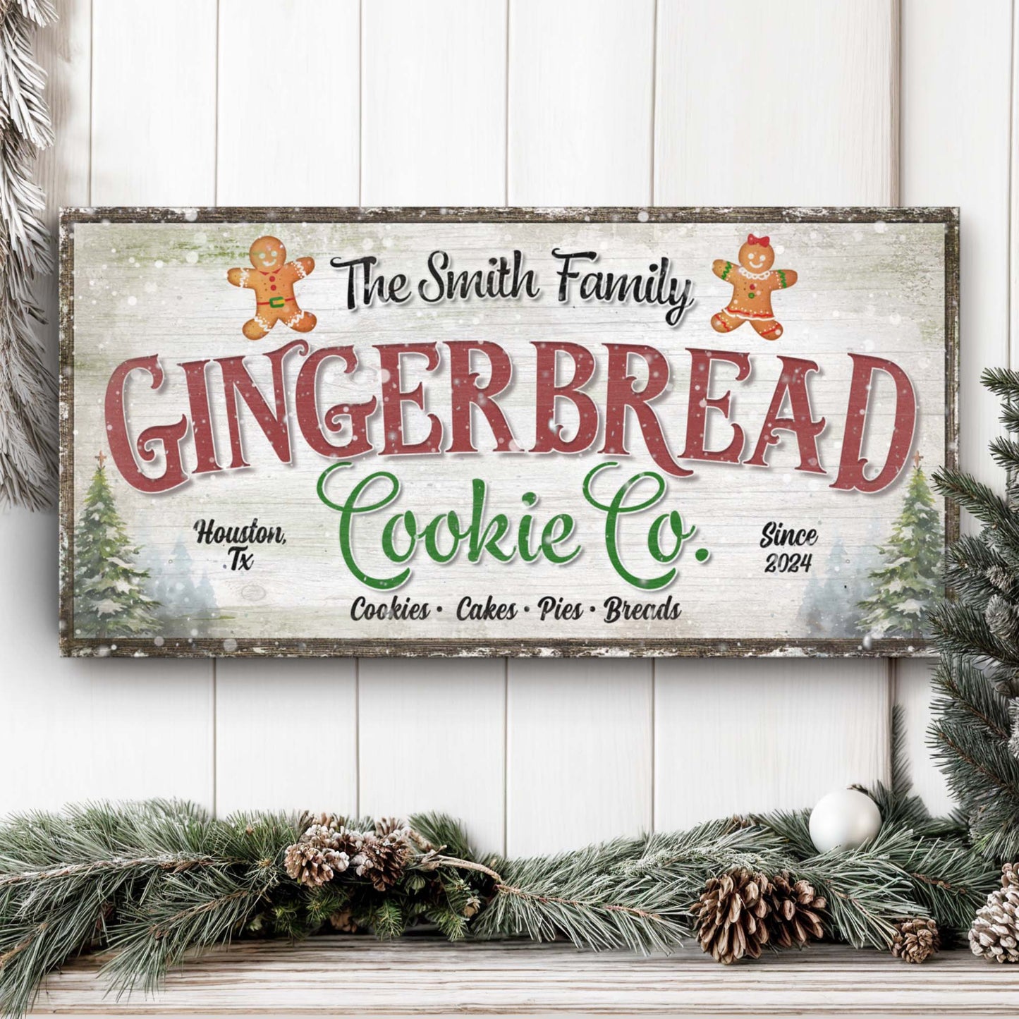 Family Gingerbread Bakery Christmas Sign III