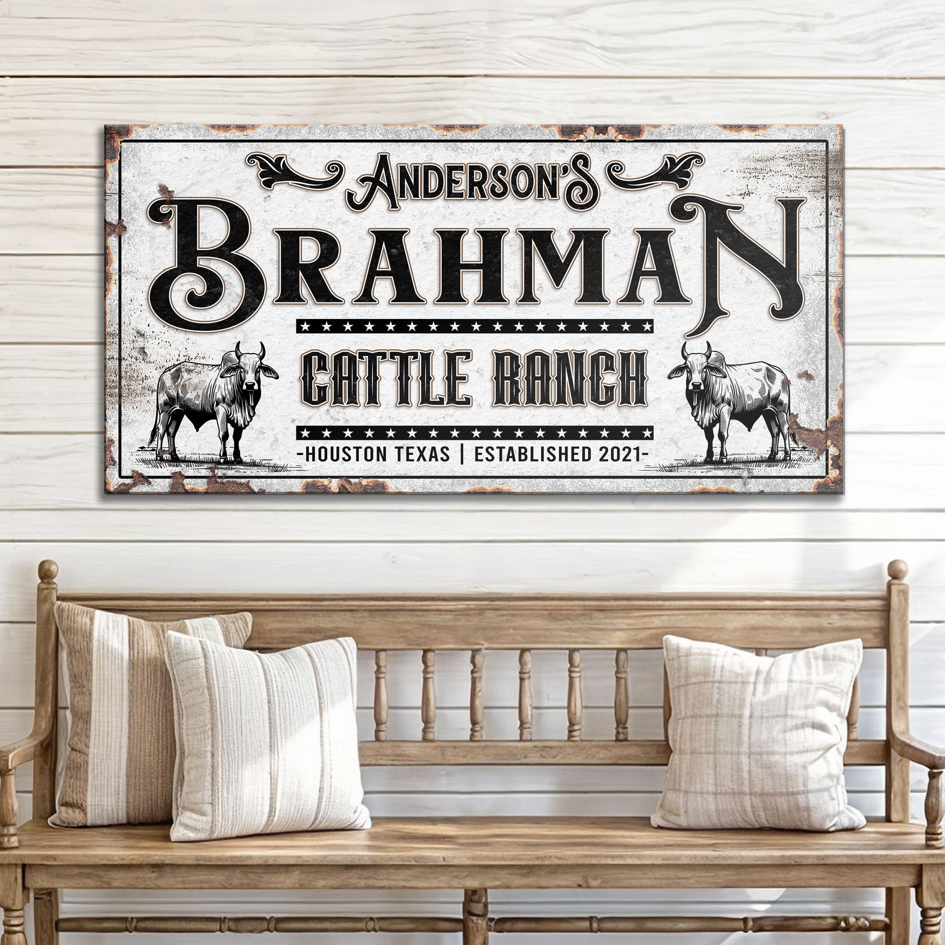 Personalized Brahman Cattle Sign  - Image by Tailored Canvases