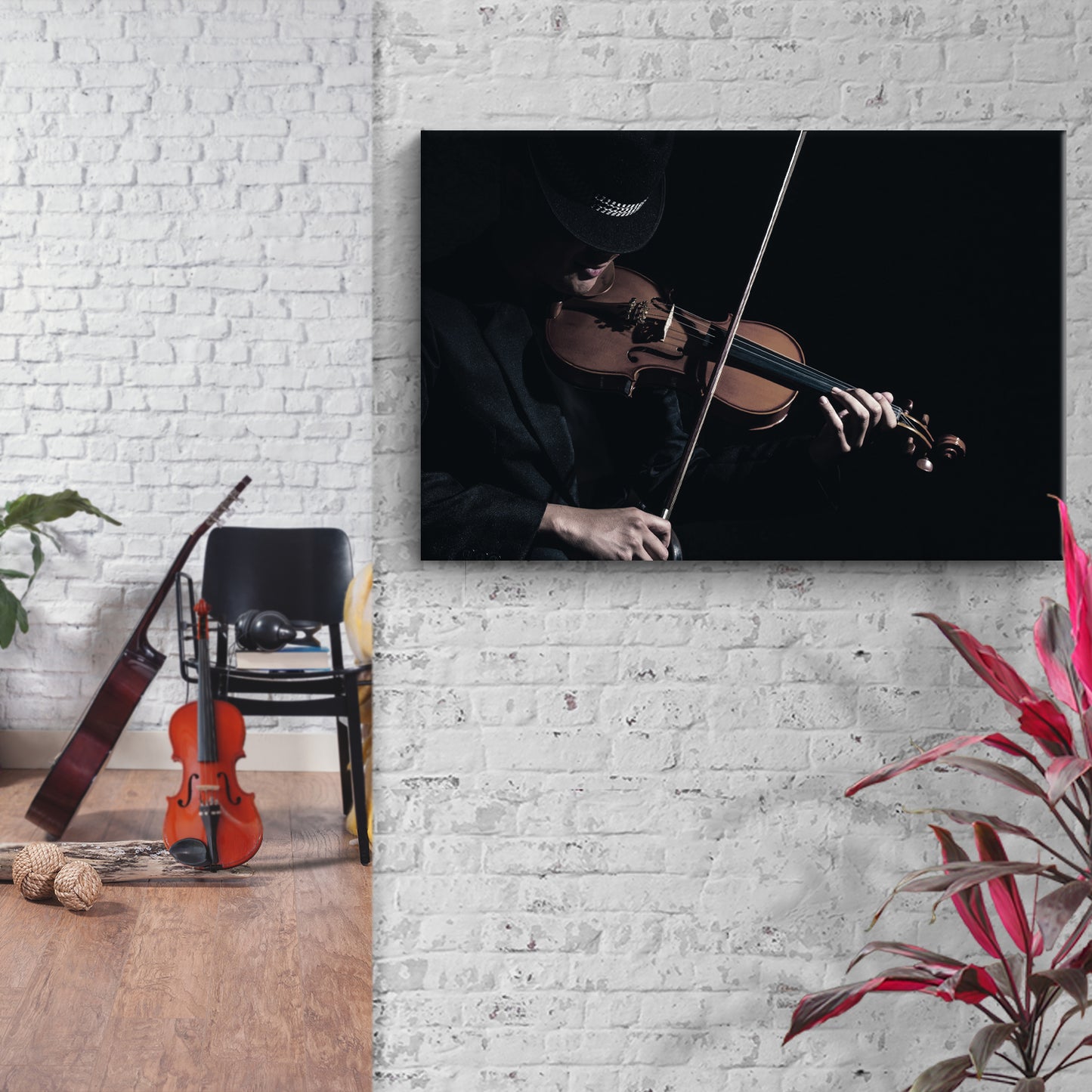 Violin Playing Canvas Wall Art Style 2 - Image by Tailored Canvases