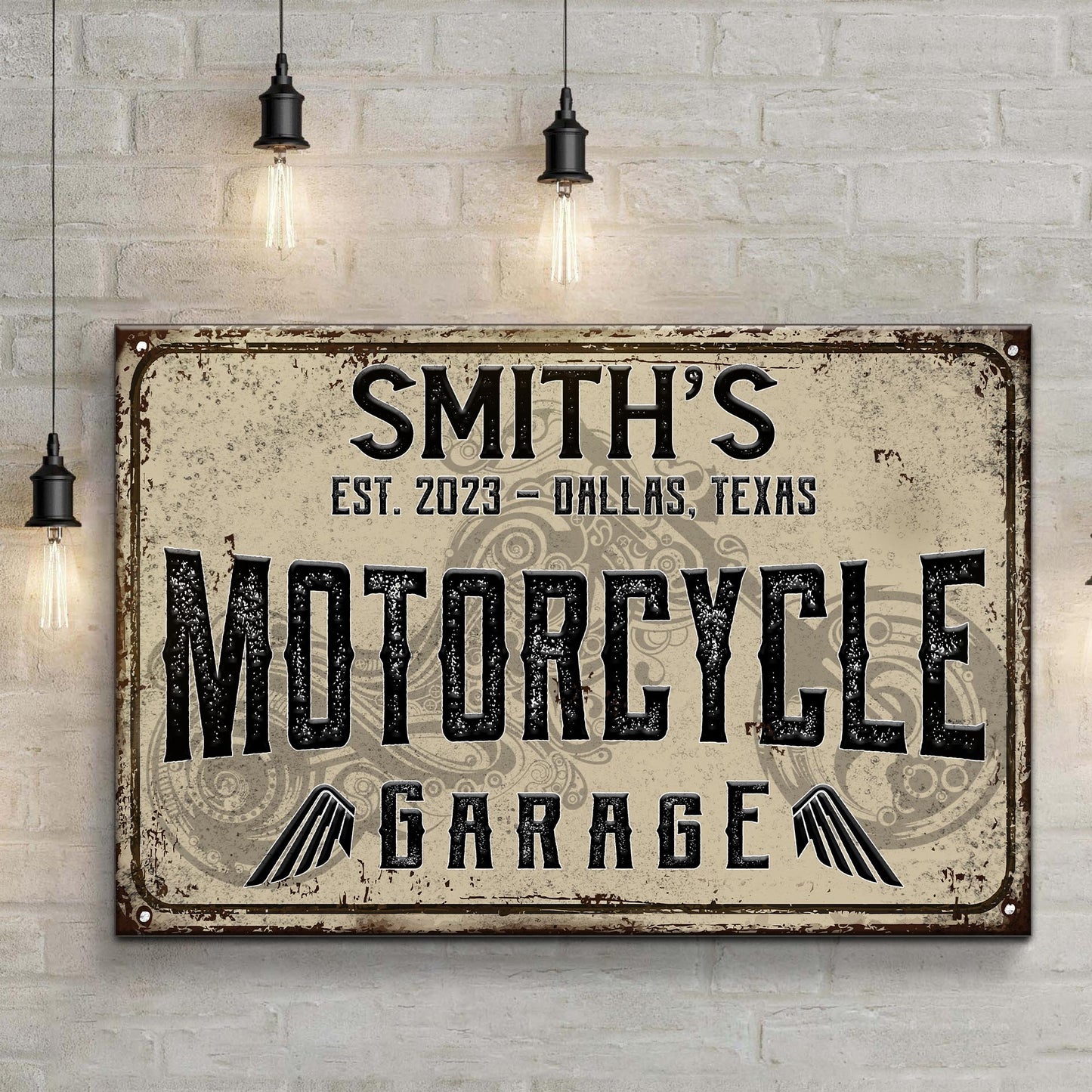 Motorcycle Garage Sign Style 2 - Image by Tailored Canvases