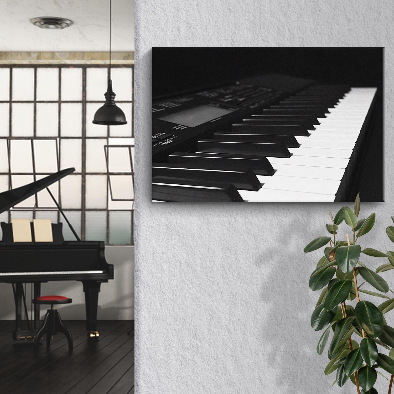 Keyboard Monochrome Canvas Wall Art Style 1 - Image by Tailored Canvases