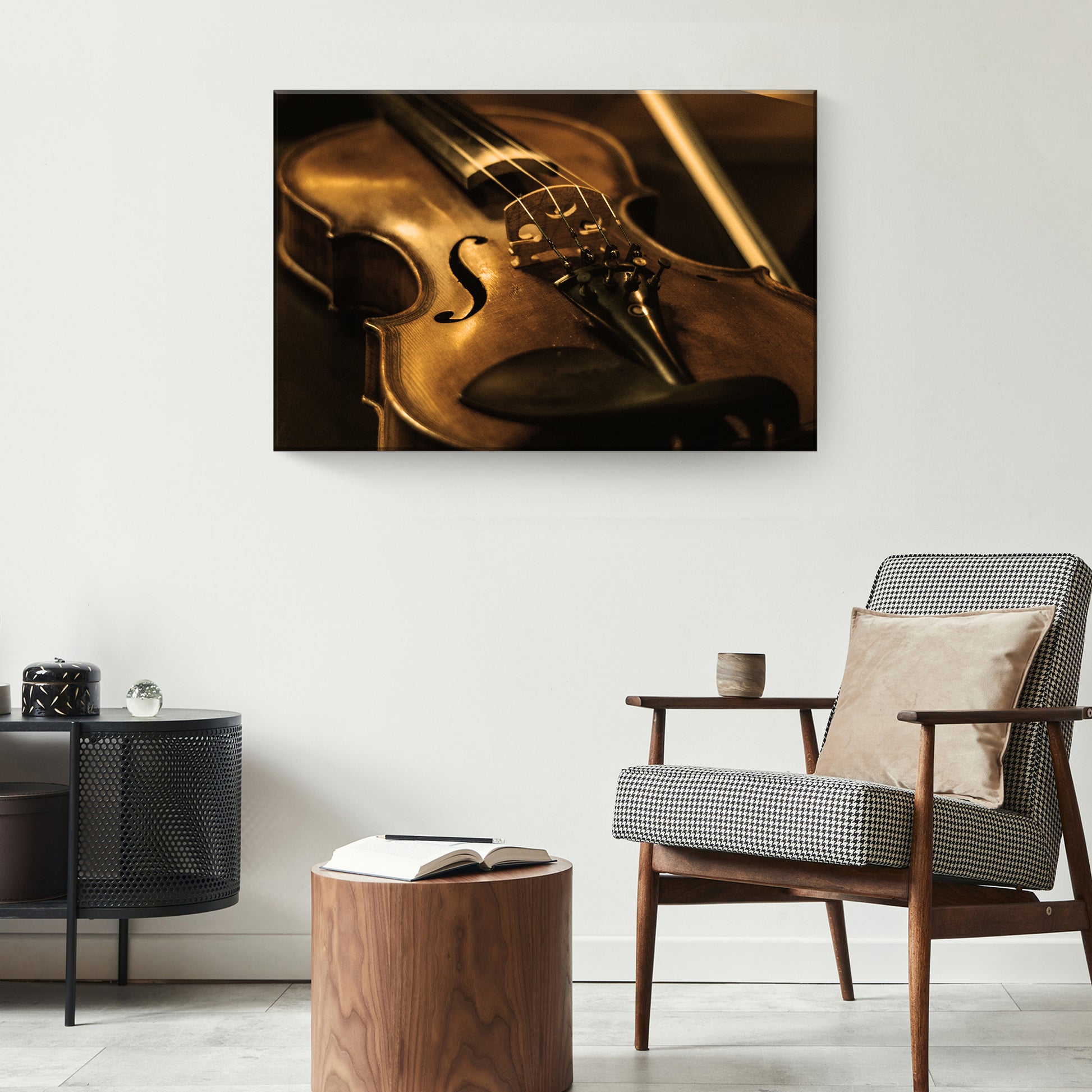Violin Sepia Canvas Wall Art Style 2 - Image by Tailored Canvases