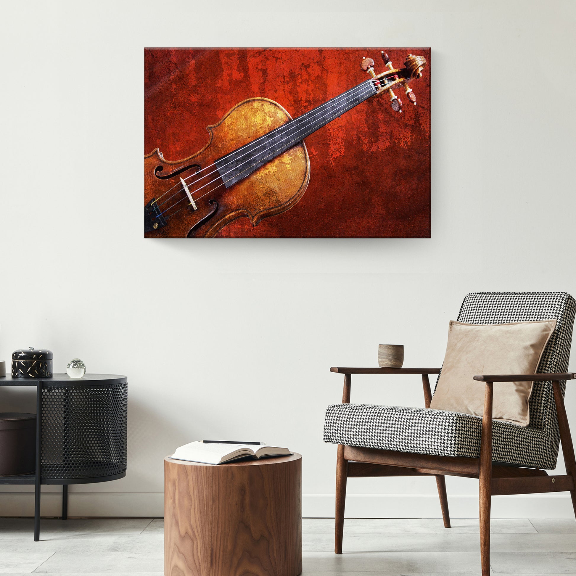 Violin Grunge Canvas Wall Art Style 2 - Image by Tailored Canvases