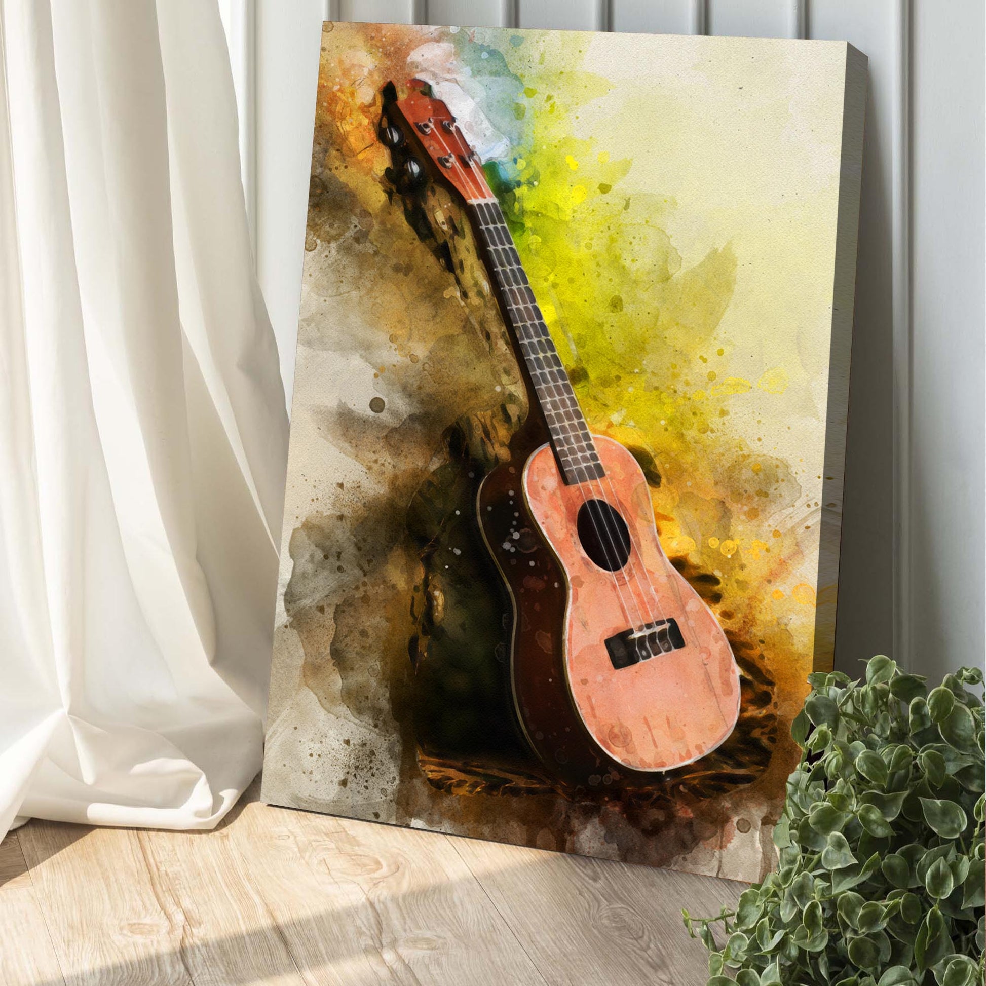 Ukulele Watercolor Canvas Wall Art - Image by Tailored Canvases