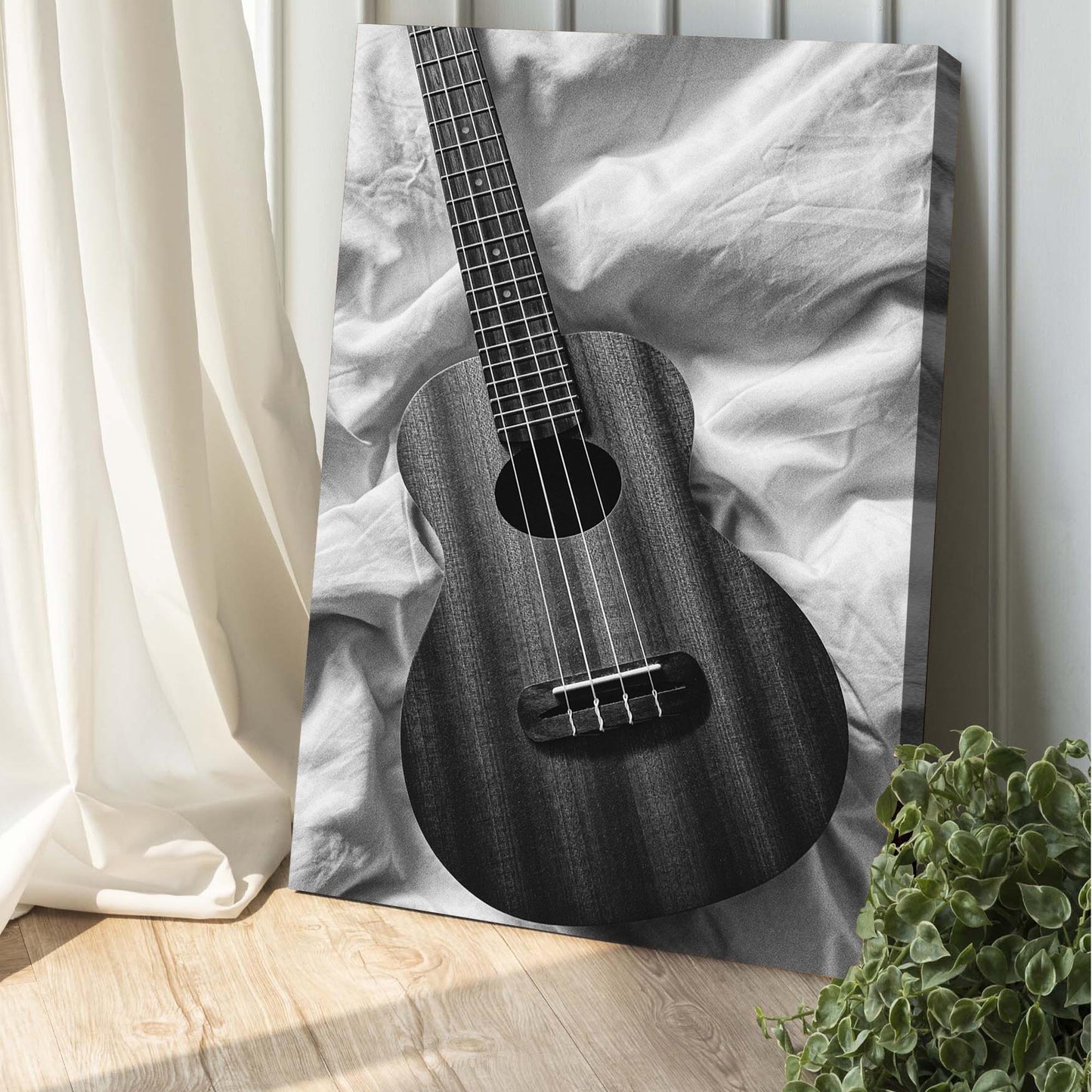 Ukulele Monochrome Canvas Wall Art - Image by Tailored Canvases