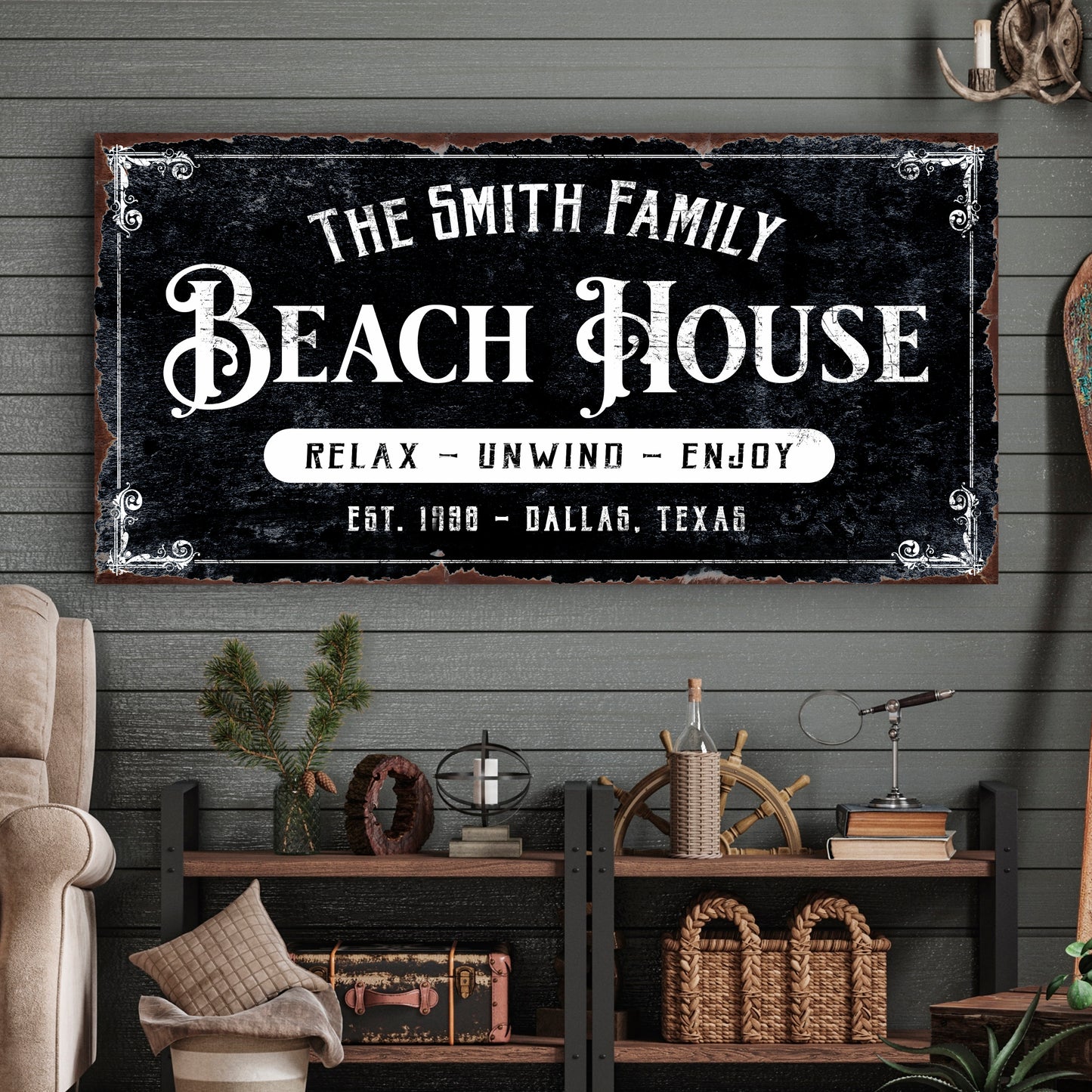 Beach House Personalized Sign III  - Image by Tailored Canvases