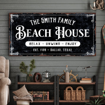 Beach House Personalized Sign III