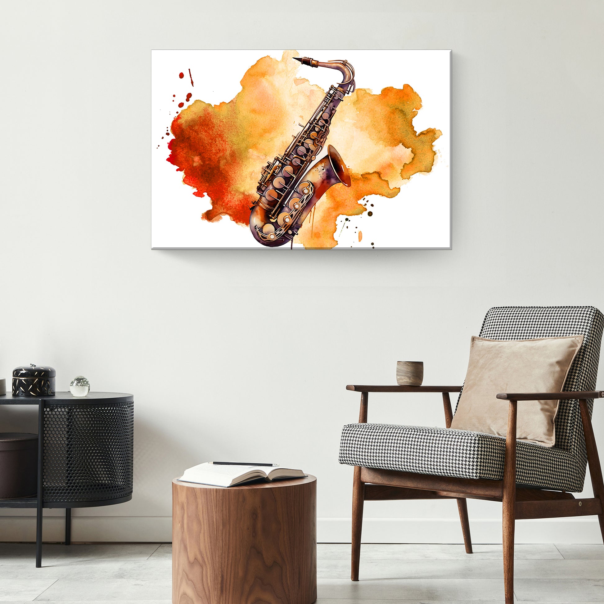 Saxophone Watercolor Canvas Wall Art Style 2 - Image by Tailored Canvases