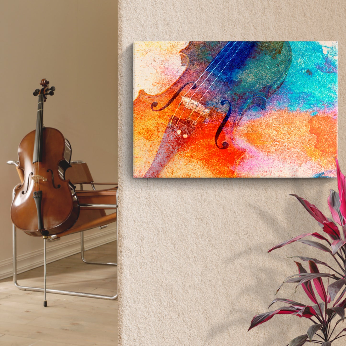 Cello Retro Canvas Wall Art Style 1 - Image by Tailored Canvases