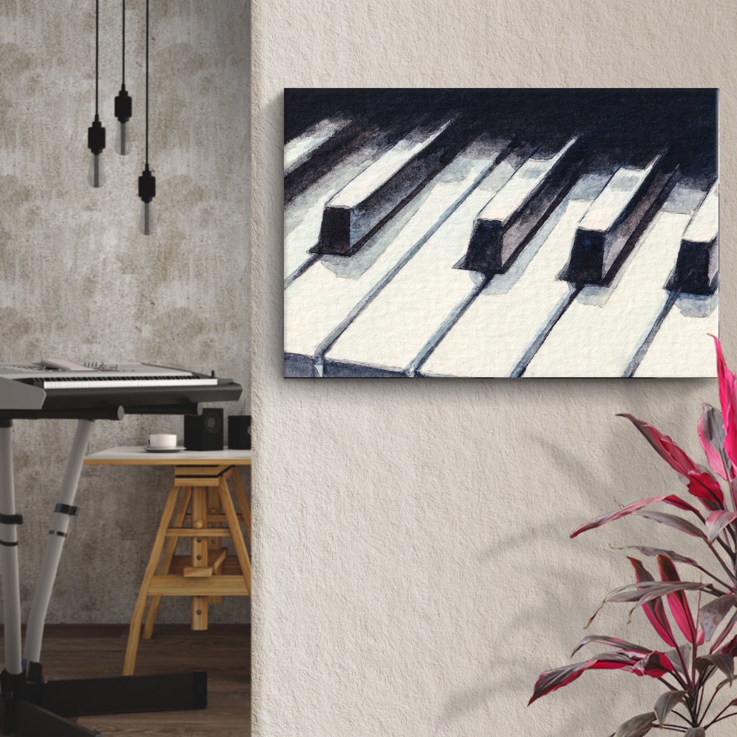 Keyboard Watercolor Canvas Wall Art Style 1 - Image by Tailored Canvases