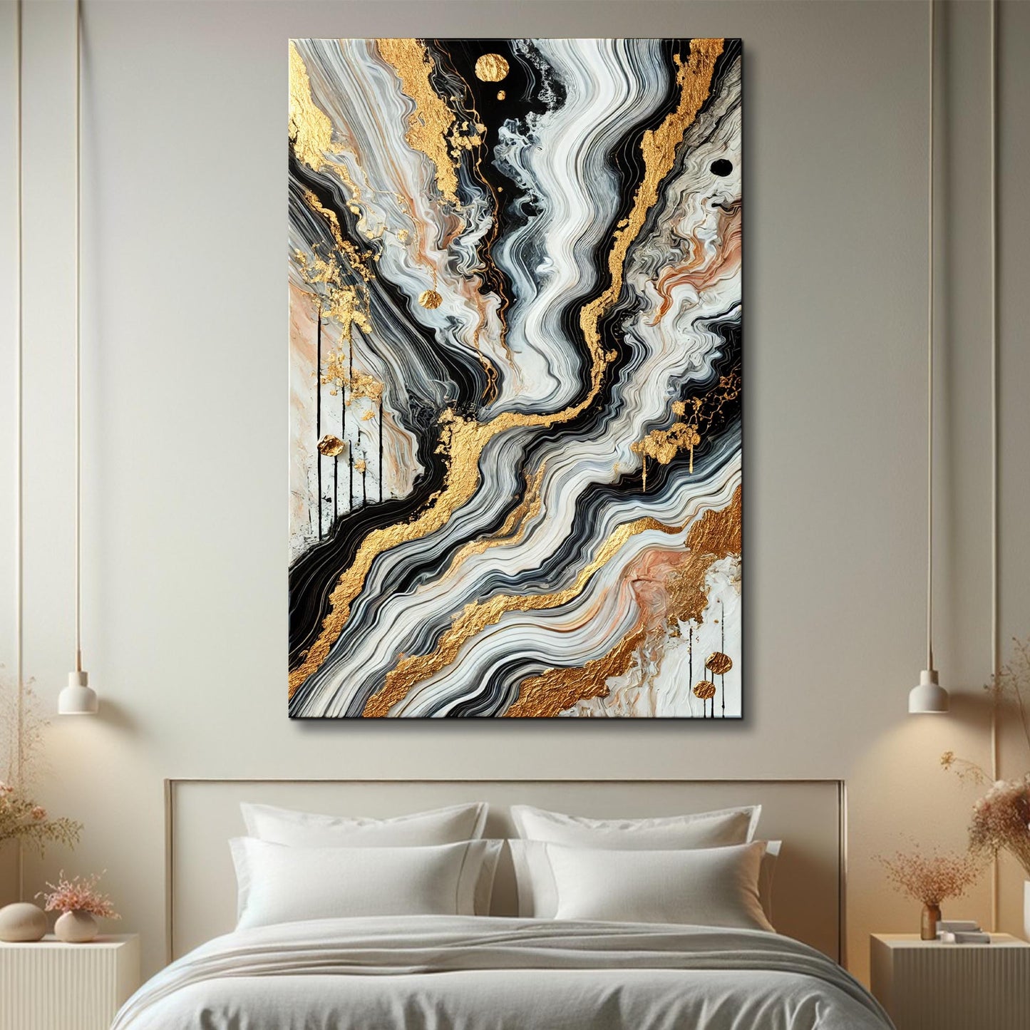 Gilded Waves - Modern Wall Art