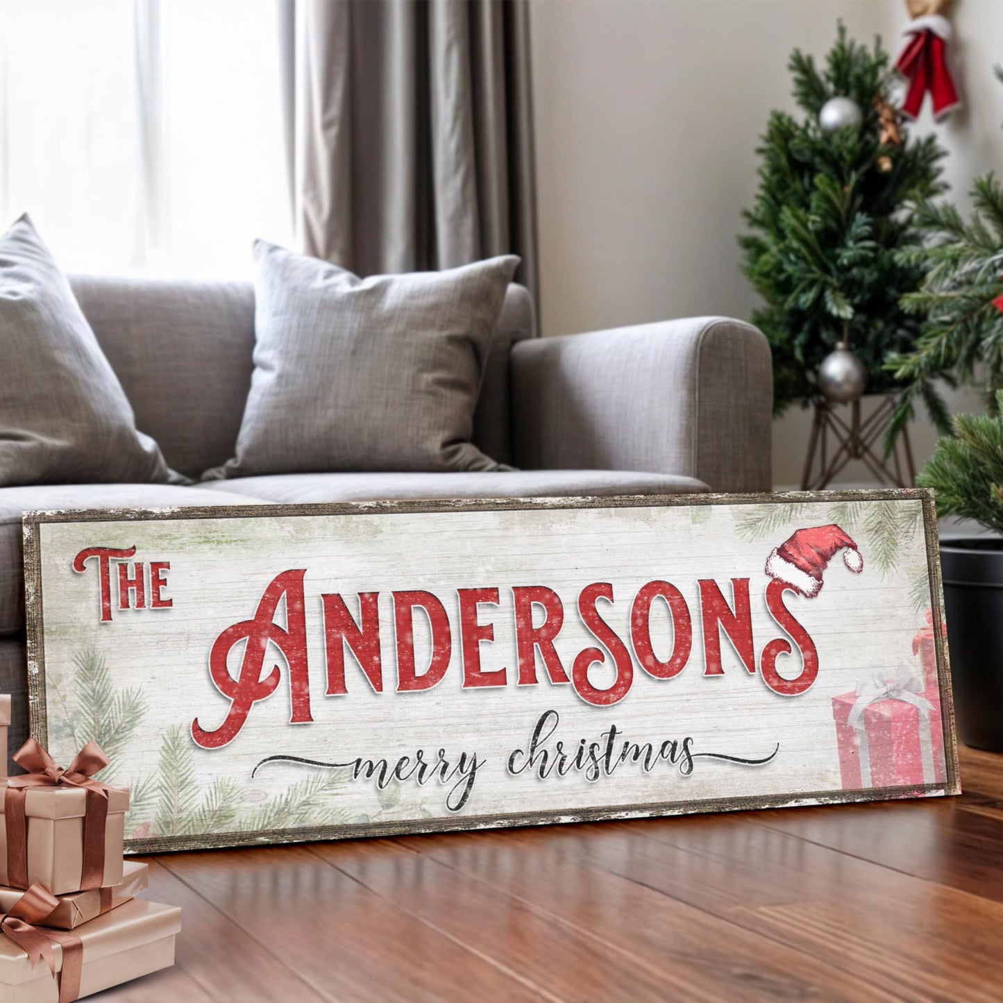 Christmas Family Name Sign V