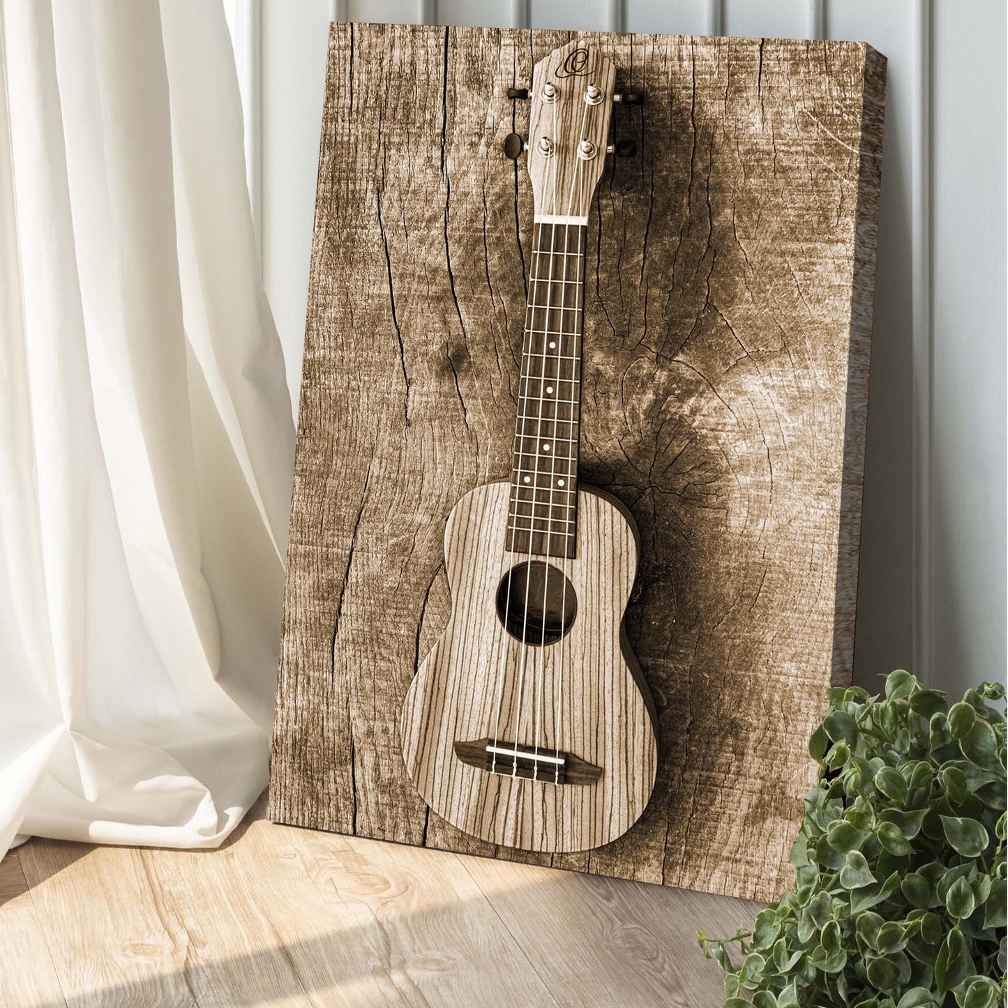 Ukulele Sepia Canvas Wall Art - Image by Tailored Canvases