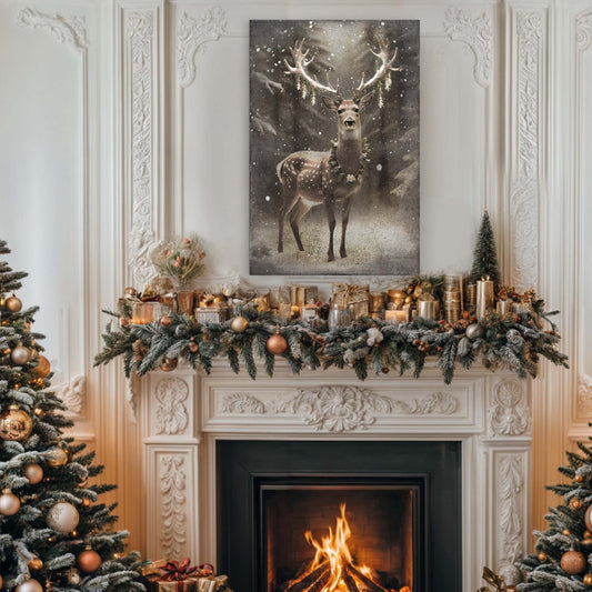 Vintage Winter Deer Christmas Wall Art | Tailored Canvases