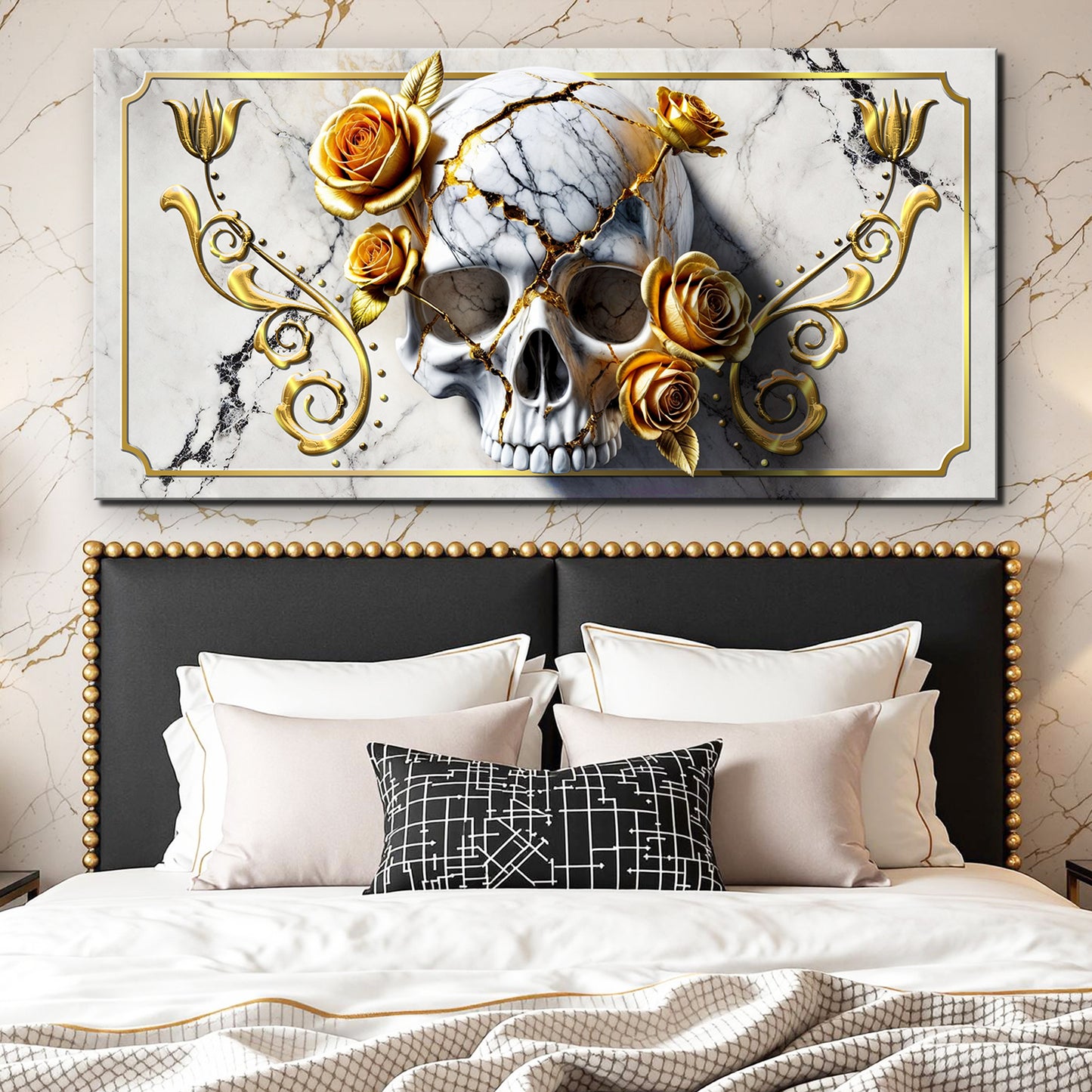 3D Rose and Skull Wall Art