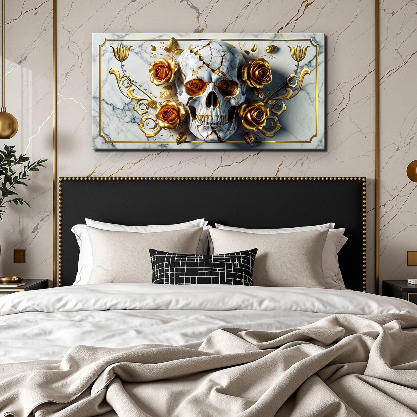 3D Rose and Skull Wall Art II