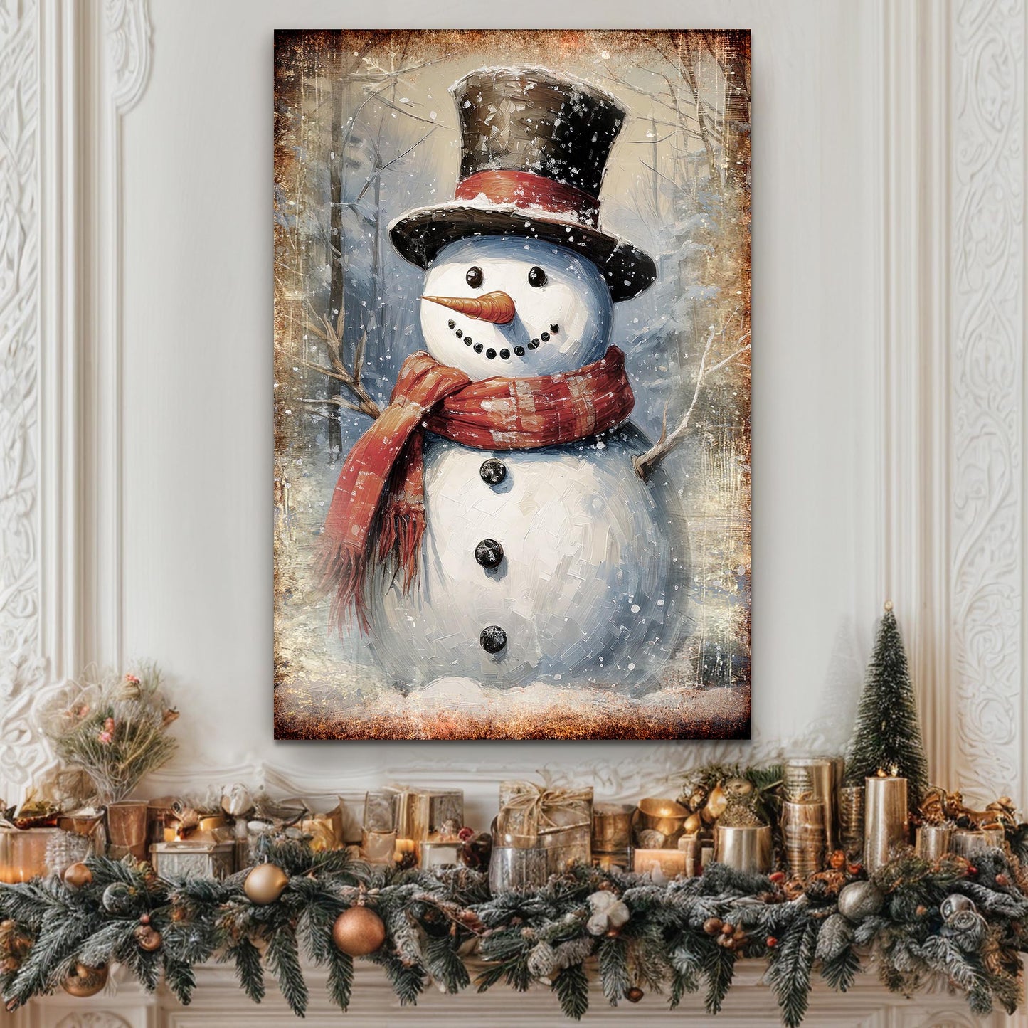 Vintage Snowman Christmas Wall Art