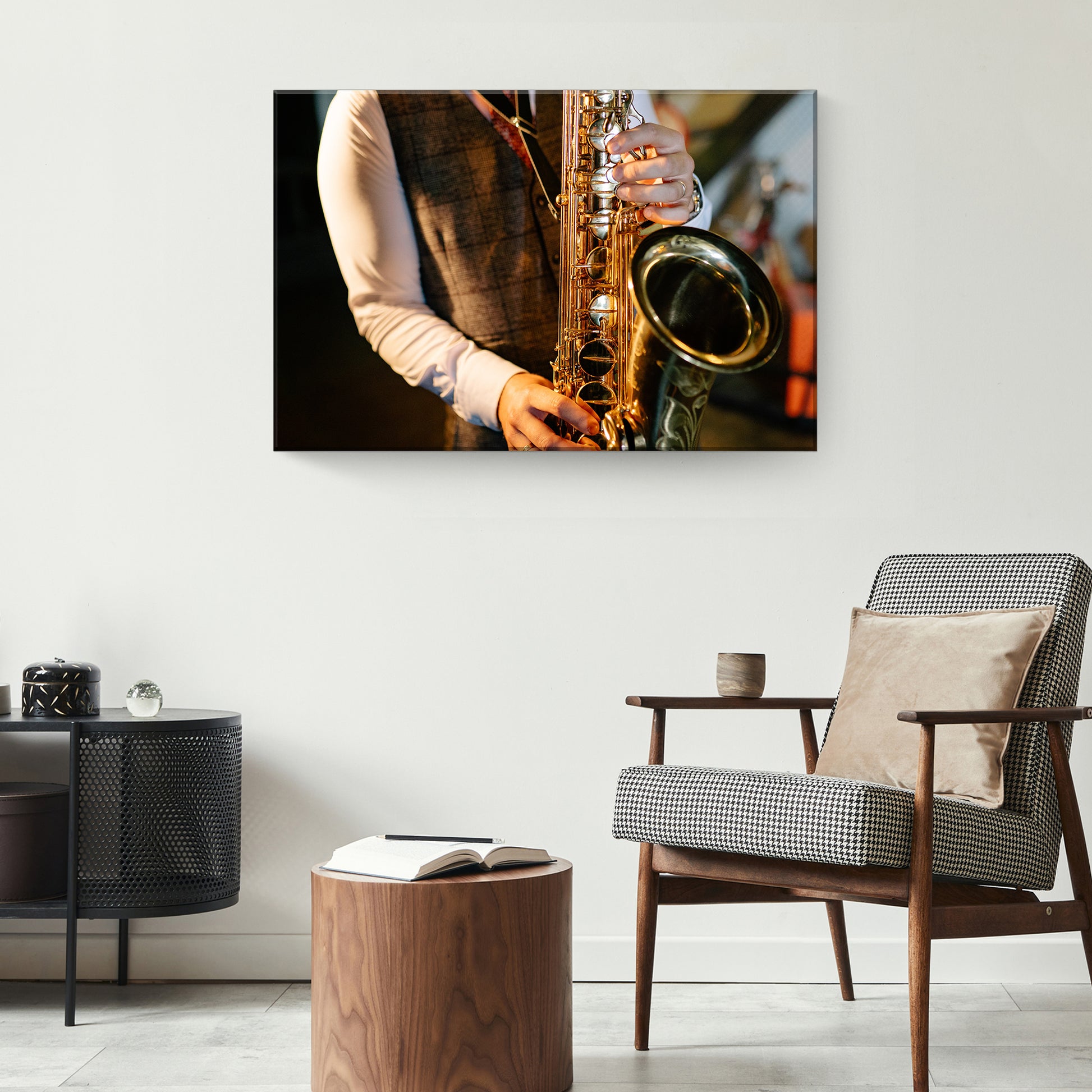 Saxophone Playing Canvas Wall Art Style 2 - Image by Tailored Canvases