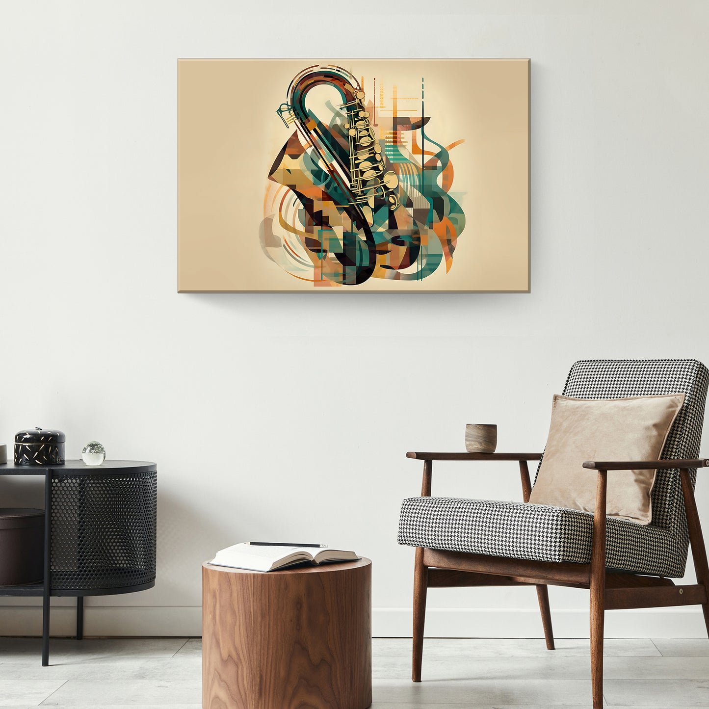 Saxophone Abstract Canvas Wall Art Style 2 - Image by Tailored Canvases