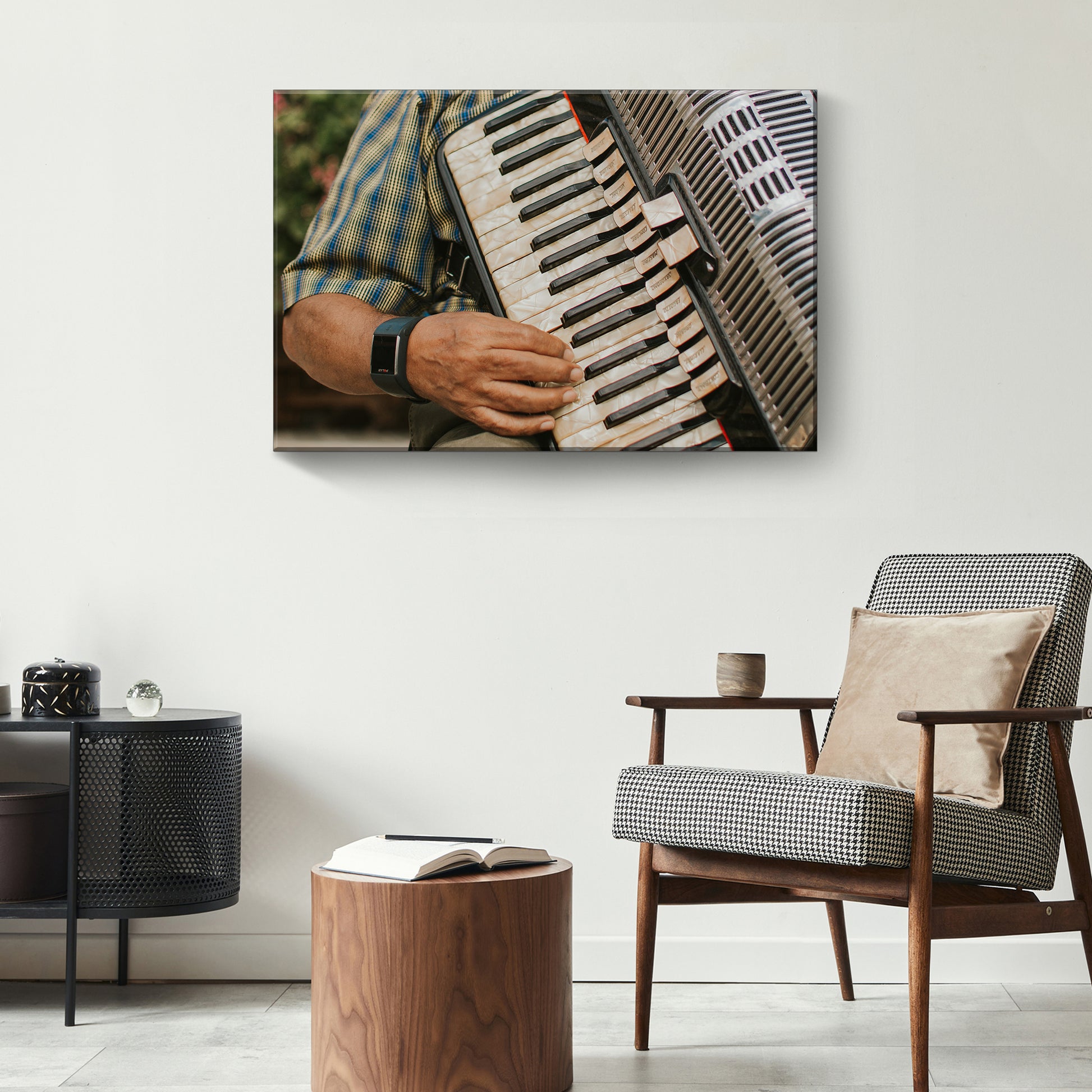 Accordion Playing Canvas Wall Art Style 2 - Image by Tailored Canvases