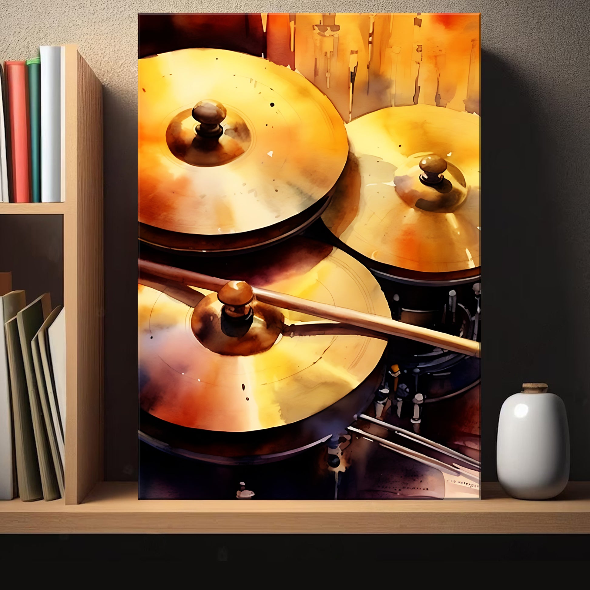 Cymbal Watercolor Canvas Wall Art Style 2 - Image by Tailored Canvases